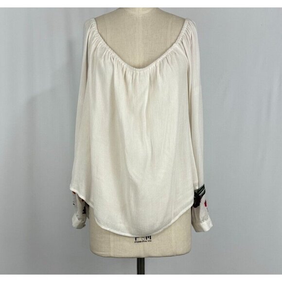 Lovers + Friends Womens White Floral Embroidered Off Shoulder Blouse Top Size L - Picture 3 of 10